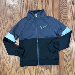 Nike Kids' Black & Gray Full-Zip Jacket with Neon Green Swoosh (2-3 years)